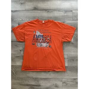 Vintage Men’s‎ XL Orange Short Sleeve T Shirt America One Nation Under God